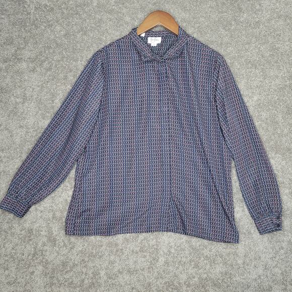 Vintage Purple Blue Dinosaur Print Long Sleeve Novelty Button Up Shirt Size 38 - Picture 1 of 7